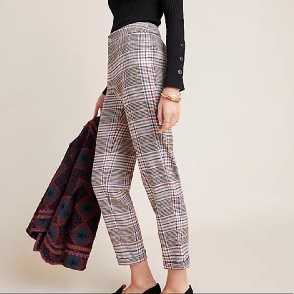 Anthropologie Malcolm Plaid Tapered Trouser Size 6